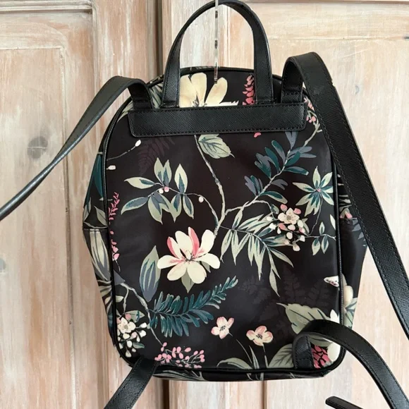 Kate Spade Black Floral Backpack Bag Purse Bag - Picture 6 of 14